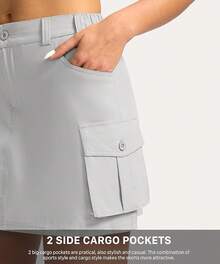 Women's Skort 5 Pockets Cargo Skirt Skirts Skorts Women Casual Summer Hiking - 亮灰色 - 查看 2