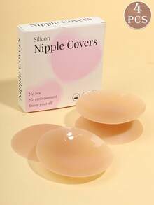 TSLBNRIO 2/4 件固体硅胶乳贴，无粘合剂，隐形，薄型胸罩，适用于连衣裙、泳衣、胸罩、露背、无肩带，可重复使用和清洗