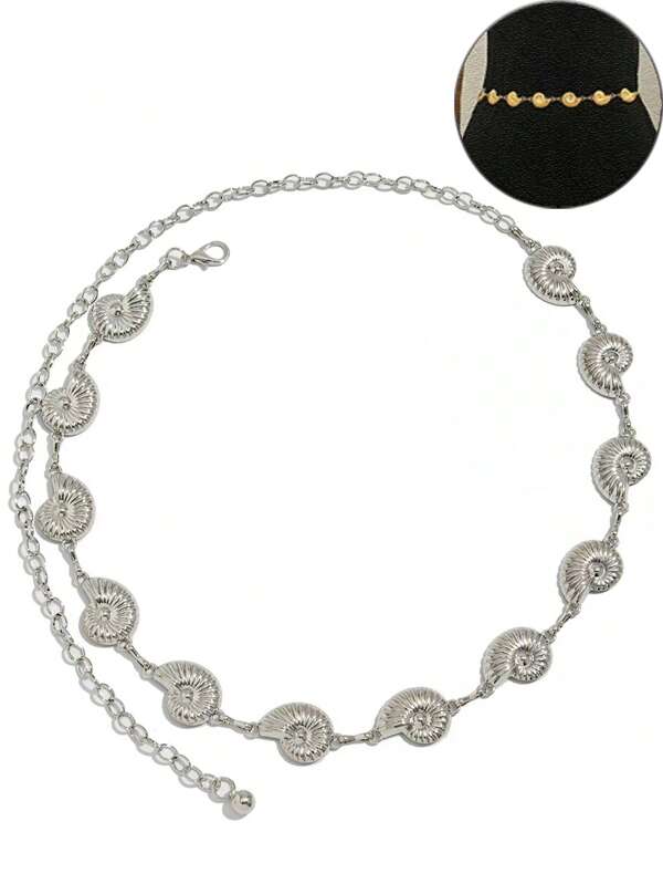 Cadena de cintura con concha estilo vacaciones en la playa, cadena corporal exquisita de concha de moda de estilo francés Ins para playa