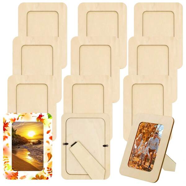 Cornice fotografica in legno massiccio non finita, adatta per foto da 10x15cm, artigianato, pittura, progetti artistici, decorazione in legno, adatta per tutti i regali festivi