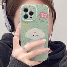 Estuche para teléfono 1PC Estuche para teléfono con película dura antigolpes todo incluido Cute Ink Dog Compatible con los modelos 16/ 15/ 14/ 13/ 12/ 11 Plus / Pro / Pro, impresiones realistas que - Blanco - Ver 2