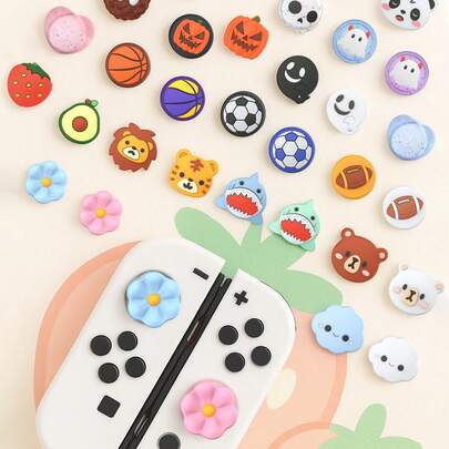 2个可爱硅胶摇杆帽配件，兼容Switch/OLED/Lite Joy-Con，熊猫Switch OLED按键帽防滑Joy-Con控制器拇指握把保护套，高性能拇指握把 - 易于安装，提供更佳的游戏体验