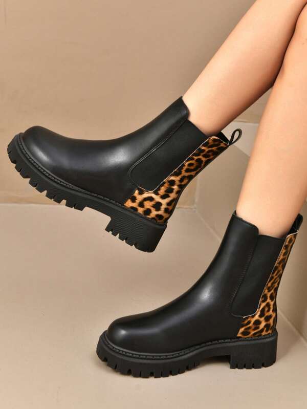 Bottines Chelsea épaisses pour femmes, nouvelles arrivées automne-printemps 2025, bottines mi-mollet, bottines noires court