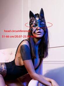 قناع نصفي بتصميم وجه القط المرصع بالسنانير بطراز جوتيك للنساء، إكسسوار حفلة، هدية لحفل عيد الحب