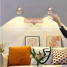 1 Piece,Modern LED Wall Lamp, USB Charging Wall Lamp, With Remote Control, 3 Color Temperature And Brightness Adjustments, 350 ° Rotating Lamp Head, With Rechargeable Battery, Suitable For Bedroom Bedside Table, Study And Reading Lighting, Home Mural, Photo Frame Lighting Wall Lamp
