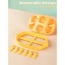 Silicone Popsicle Molds, Dinosaur Animal Small Mini Popsicles Molds, Fun Shaped Homemade I Popsicle Molds Set, (Yellowlemon(6 Pies) )