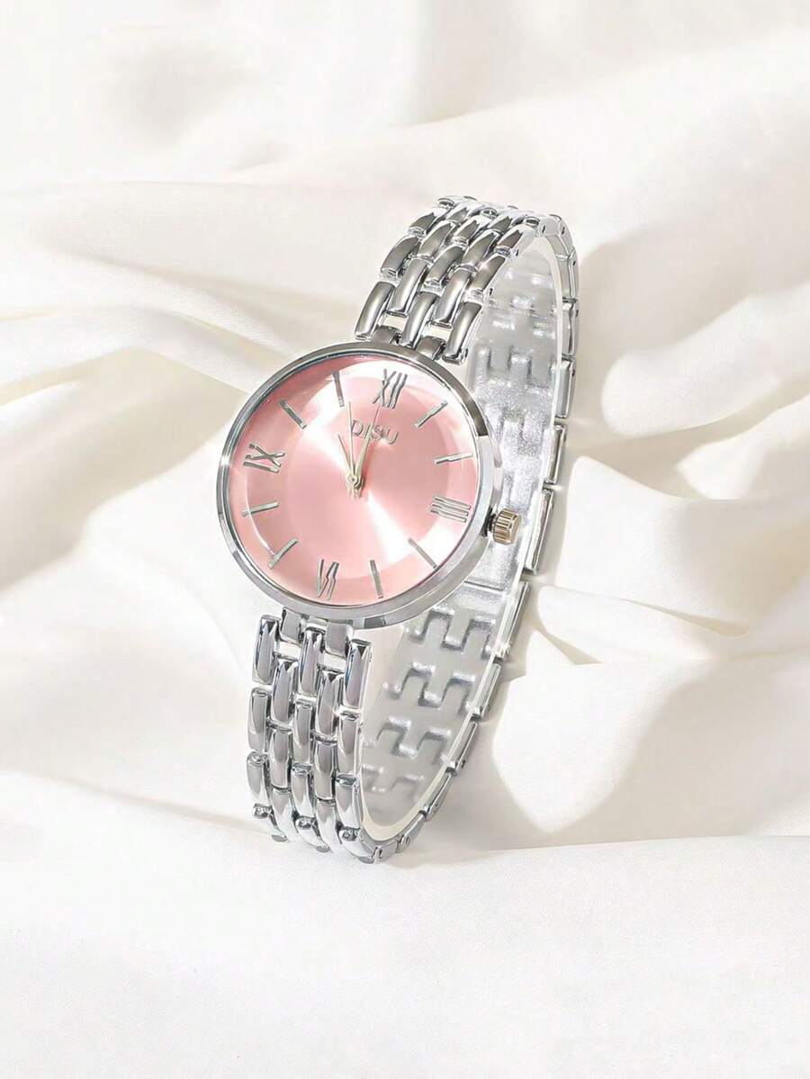 1pc Women's Fashion Minimalist Classic Casual Quartz Watch, Suitable For Everyday Use - Pink - View 1