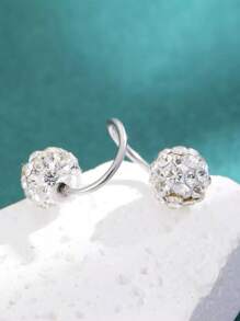 1 par de aretes de tuerca de doble cabeza con bola de cristal brillante, aretes con forma de S únicos, aptos para uso diario por mujeres (cantidad de cristal aleatoria)