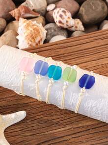 3pcs/Set Bohemian Beach Holiday Colorful Sea Glass Bracelet Set, Spring/Summer Colorful Mood Booster Beach Jewelry - Multicolor - View 10