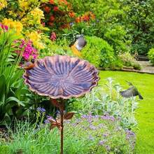 1 Outdoor Bird Bath, Vintage Metal Bird Bath -25cm Plate Bird Pole, Bird Feeding, Water Feeding, Bath Tub. Suitable For Garden Decorations, Outdoor Planters, Courtyards. - Multicolor - View 18
