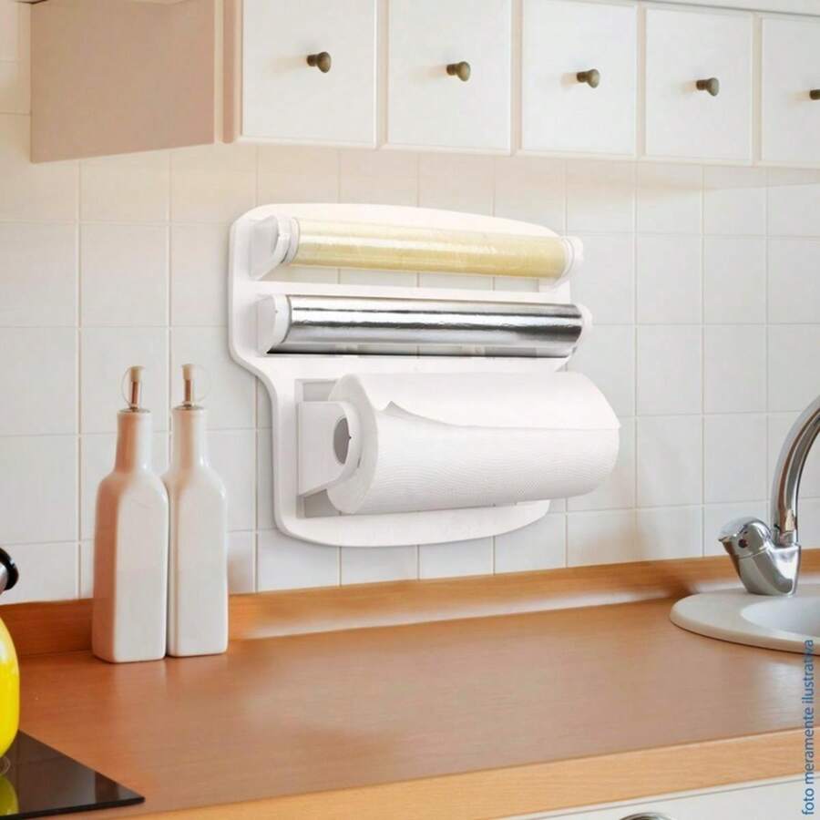 Arthi 3 In 1 Plastic Wall Mounted Triple Roll Holder - 白色 - 查看 1