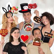 1Set Casino Themed Party Decorations, Banner Poker Playing Cards Backdrop Props, DIY Kit With Ribbons And Pins Party Flag Wedding Decor Birthday Decorations Gifts Graduation