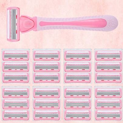 6-laags bikinilijnscheerapparaat voor dames, 6-laags roestvrijstalen mesjes, vervangbare meskop, haarscheerapparaat voor intieme zones, oksels en beenhaar