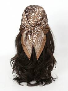 1 件女士腰果印花头巾，丝质面料颈巾，适合日常使用 - 彩色 - 查看 4