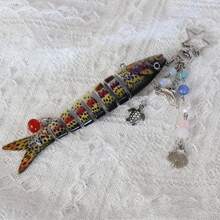 1 件鱼钥匙扣 - 渔夫钓鱼创意诱饵钥匙扣母亲节父亲节礼物汽车配件可爱哥特 Y2k 包挂绳带身份证夹汽车配件包饰圣诞节