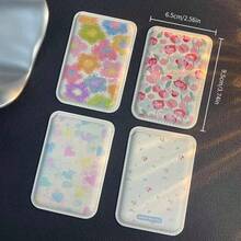 Cute Flower Pattern New Luxury Fashion Exquisite, Magnetic Card Clip Faux Leather Wallet Accessory, Card Clip Card Holder Accessory Box, Holds 1-2 Cards, Equipped With Built-In Security Pocket - Bộ thiệp hoa đỏ - Xem 3
