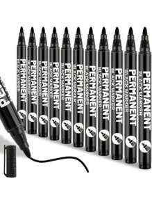 Permanenter wasserfester Marker, schnell trocknender schwarzer Lackstift, nicht verlaufend, 1-2mm Anti-Fleck wasserfester Acrylstift, permanenter schwarzer Marker, geeignet für Pappe, Keramik, Glas, Holz, Metall, Stoff. Spezielle Marker zum Zeichnen, Schreiben, Kritzeln, Markieren usw., Schulmaterial, Rückkehr zur Schule