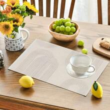 4pcs/6pcs Set, White Striped Theme, Vibrant Modern Creative Placemat Set - High Quality Linen Material Easy To Clean, Suitable For Kitchen Dining Room Decor Placemats, Holiday Party Table Decorations, Home Decor - Beige - View 50