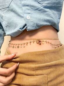 Gold Waist Chain For Women, Sexy Layered Belly Waist Chain Waterproof Beads Chain Summer Non Tarnish Body Chain Jewelry Gifts For Women