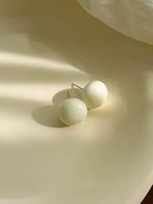 1pc Minimalist Resin Ball Shape Stud Earrings, Casual Versatile Everyday Wear - Earrings - View 18