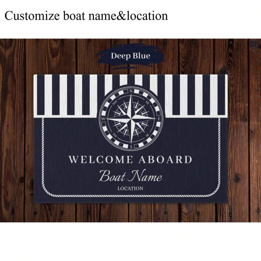1pc 16"*24" 18"*30" Personalized And Custom Luxury Design Boat Rug, Boat Mat, Nautical Custom Rug, Gift For Boat Owner Back To School - Black - View 1