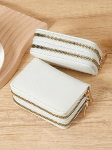 حقيبة بطاقات، حقيبة تخزين البطاقات الائتمانية للرجال والنساء، محفظة صغيرة جديدة مزدوجة الطبقات سحاب، محفظة عملات للرجال والنساء، للتسوق اليومي، الرحلات المدرسية والهدايا للحبيب للنساء، للفتيات، للسيدات، للإناث، مستلزمات مدرسية للغرفة الداخلية والعودة إلى المدرسة