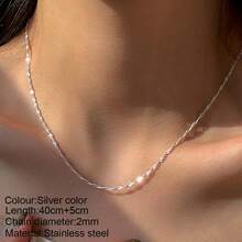 Minimalist Chain Necklace - Silver - View 15