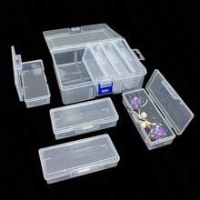 2pcs 6-In-1 Clear Plastic Storage Boxes With Locking Latch - Durable, Multipurpose Organizer For Girls Hair Accessories, Rubber Bands, Jewelry, DIY Crafts And Small Tools - Multicolor - View 6