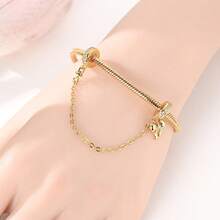 1个优雅粉色锆石公主风蝴蝶结硅胶塞珠吊坠，适用于蛇骨链手链、项链、手链、DIY首饰制作，女孩日常首饰配饰 - 金色 - 查看 5