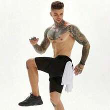 Anime Print 3 In 1 Loose Casual Pocket Track Shorts For Summer,Fashion Men's Bottoms For Daily Wear,Men Stylish Pockets Drawstring Sports Skinny Pants,Quick Dry Running Fitness Basketball Shorts,Shorts For Men - 白色 - 查看 4
