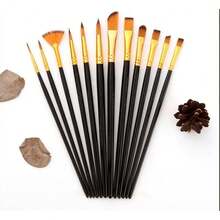 Painting Brush Assorted Set Of 12 For Acrylic Watercolor Gouache Hobby Painting Professional Artist Painting Brush Set For Oil, Acrylic, Canvas, Gouache School Supplies, Back To School - Black - View 5