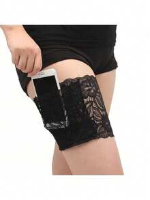 1 pieza Manga para el muslo antirozaduras transpirable e invisible para mujeres, funda para teléfono móvil con agarre de silicona para deportes y exterior, calentadores de piernas - Multicolor - Ver 17