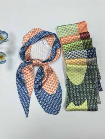 1 pièce Foulard en polyester vintage sexy bohème casual à pois et blocs de couleurs, long foulard/écharpe/ceinture, foulard décoratif pour toutes les saisons pour tenues casual, fêtes