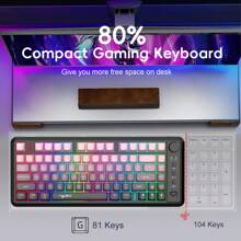 HXSJ L400 Three-Mode Bluetooth Wireless Membrane Keyboard, Gradient Ball Cap 81 Keyboard, Charging Test, Colorful Compact Office Gaming Keyboard