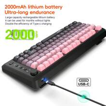HXSJ L400 Three-Mode Bluetooth Wireless Membrane Keyboard, Gradient Ball Cap 81 Keyboard, Charging Test, Colorful Compact Office Gaming Keyboard