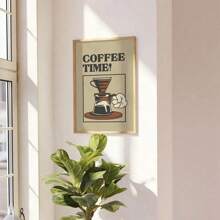 1 Stück, Retro Kaffee Muster Kaffee Bar Wandkunst Vintage Kaffee Kunstdruck Kaffee Kunst Kaffee Kanne Poster Kaffeezeit Muster, 50*70cm (19,7*27,5 Zoll) ungerahmt