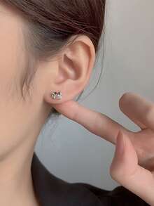 1 件复古独特精致波西米亚风可爱小螃蟹方晶锆石不锈钢耳钉耳环夏季日常海滩度假音乐节派对礼物 - 金黃色 - 查看 6