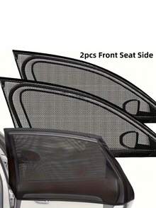 2/4 pièces store pare-soleil de fenêtre de voiture et rideaux de moustiquaire - pliables protection intimité noire tout-temps, protection UV et bouclier anti-insectes, convient pour voitures, camions, SUV