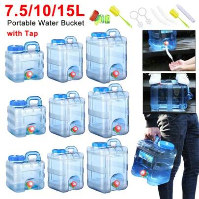 Drinking Water Container With Waterproof Faucet, Camping Precious Water, Large Capacity Water Storage, Electrolux For Hiking And Car, 7.5 L, 10 L, 15 L