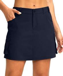 Women's Skort 5 Pockets Cargo Skirt Skirts Skorts Women Casual Summer Hiking - 海軍 - 查看 1