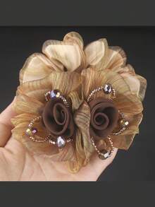 1个女士双花发圈，适合日常、用餐、约会、旅行、通勤、摄影、春夏穿搭搭配、母亲节礼物、发圈、洗脸、发饰、发绳、马尾辫发饰、弹力发圈 - 彩色 - 查看 6