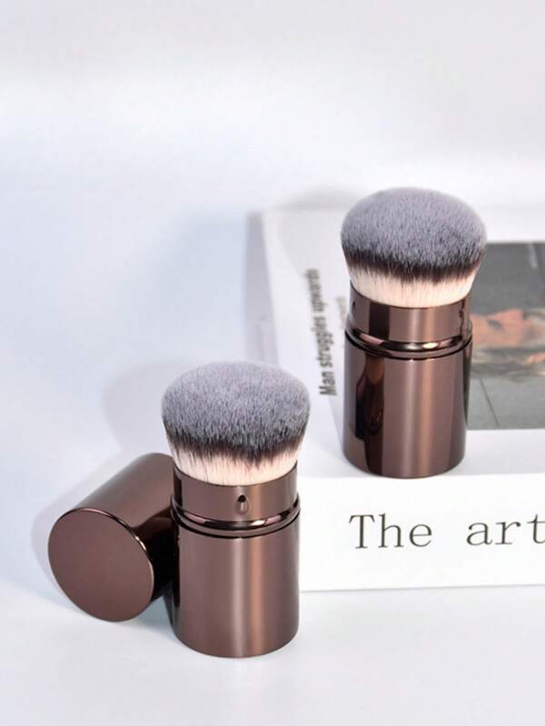 1 buc Pensulă de machiaj retractabilă profesională pentru față, Pensulă Blush Pensulă pentru fond de ten Pensulă pentru pudră vrac Păr sintetic Pensulă de machiaj ultra-moale pentru machiaj lichid Pensulă pentru fond de ten Kabuki Acasă sau în deplasare