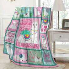 Soft 1pc Llama Print Flannel Fleece Throw Blanket - Warm, Cozy For All Seasons, Knitted Polyester Digital Print, Perfect Gift For Llama Lovers, Ideal For Bed, Sofa, Travel, And Outdoor Camping