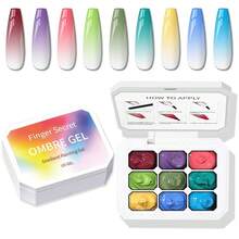 Sponge Pat Paint Nail Gel, 9 Colors Ombre Nails Gradient Gel Nail Blush Blooming Aura Nails Drawing Stripper Floral Painting Nail Art, No Wipe, UV/LED Curing (9 Colors H) - 9 Colors J - 查看 2