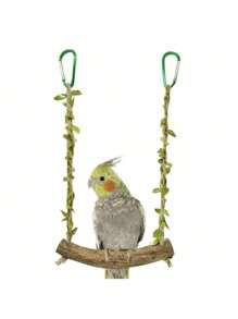 1pc Parrot Swing Toy, Peony Mystical Phoenix Sunflower Climbing Interactive Swing, Anti-Bite And Claw-Grinding Wooden Birdcage Accessories, Random Color