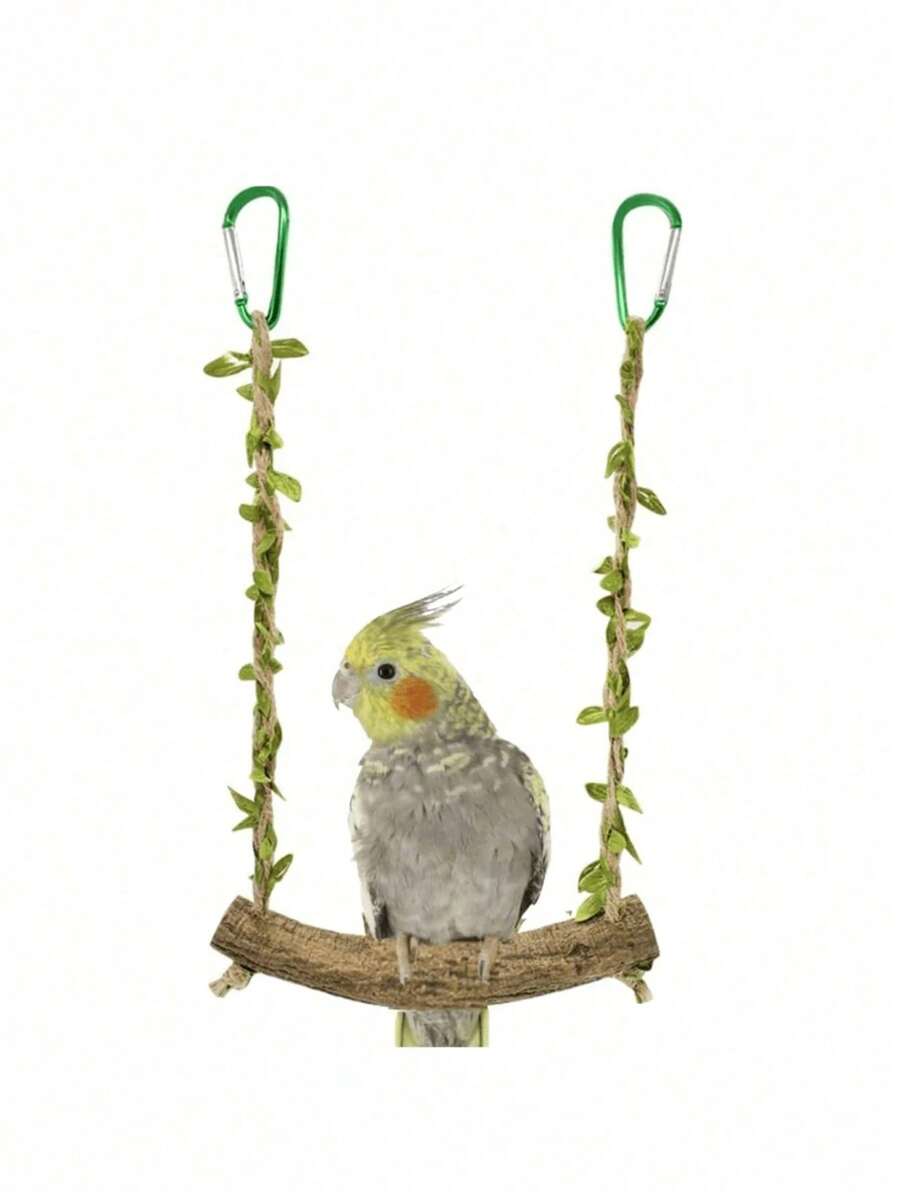 1pc Parrot Swing Toy, Peony Mystical Phoenix Sunflower Climbing Interactive Swing, Anti-Bite And Claw-Grinding Wooden Birdcage Accessories, Random Color
