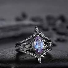 1 Bộ trang sức thời trang bằng đá Zirconia màu tím mạ điện dành cho nữ, nhẫn đính hôn/cưới, quà tặng trang sức cô dâu cho ngày kỷ niệm - Màu tím - Xem 3