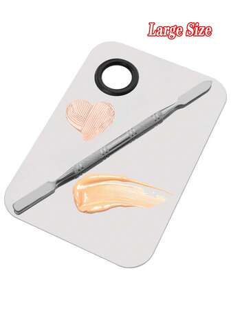 2 piezas Paleta de maquillaje y espátula de mezcla de acero inoxidable de gran tamaño y multiusos, paleta de base, paleta de mezcla de maquillaje, adecuada para mezclar cosméticos líquidos y en crema, para ajuste de maquillaje diario y creación de maquillaje para ocasiones especiales, herramienta de maquillaje multifuncional, paleta de color de maquillaje, herramienta de arte de uñas y maquillaje de artista, sombra de ojos, maquillaje de pestañas, mezcla de pigmentos profesionales, adecuada para uso diario o maquillador profesional, barato, rellenos de calcetines, maquillaje, herramientas de maquillaje, cosas baratas, regalos, regalos para mujeres, regalos de Navidad