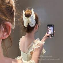 1 Peça/2 Peças Delicado Grampo de Cabelo Tipo Garra de Caranguejo com Pérola Falsa e Borboleta de Chiffon Francês, Acessório de Cabelo Elegante e Minimalista, Material Escolar, Faculdade, Acessórios de Cabelo com Pérola Falsa