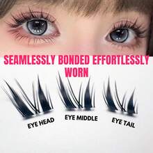 3PCS Easy Apply Princess/ Fish Tail False Eyelashes Kit - Voluminous & Fluffy Lashes For Beginners, Natural Crisscross Wispy Effect, Dramatic Cartoon Style, Reusable - C - 查看 9